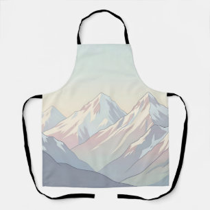 Delantal Paisaje minimalista de montañas en tonos pastel