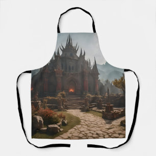 Delantal Paisaje montañoso del castillo medieval