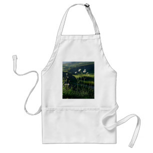 Delantal Paisaje natural de la margarita blanca floral