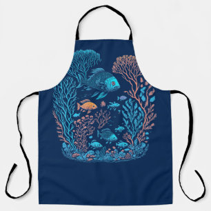 Delantal Paisaje submarino peces coloridos y arrecife de co