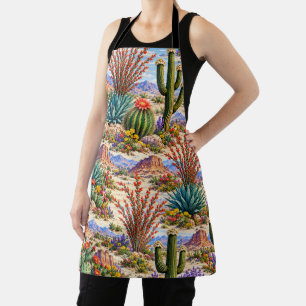 Delantal Paisajes Botánicos de Cactus y Flores Silvestres d