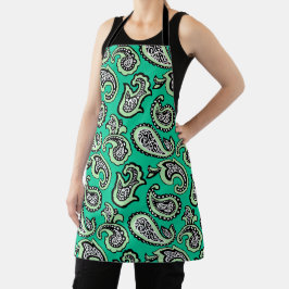 Delantal Paisley Atemporal sobre Fondo Verde