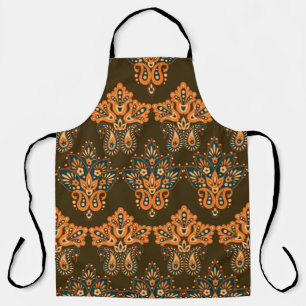 Delantal Paisley textil asiática: Ilustracion de cosecha fl