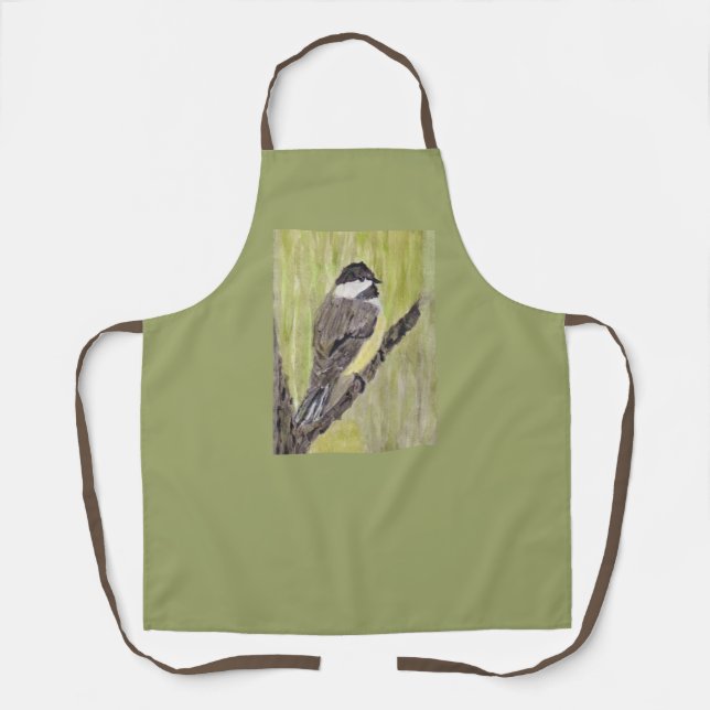 Delantal Pájaro de pollo con cubierta negra - pintura acríl (Anverso)