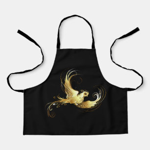 Delantal Pájaro dorado sobre fondo negro