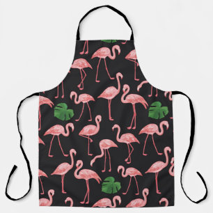 Delantal pájaro flamingo con patrón de hojas de palma mon