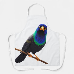 Delantal Pájaro iridiscente púrpura y azul