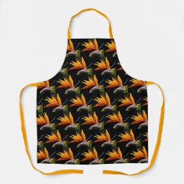 Delantal Pájaro naranja del patrón de planta de paraíso en