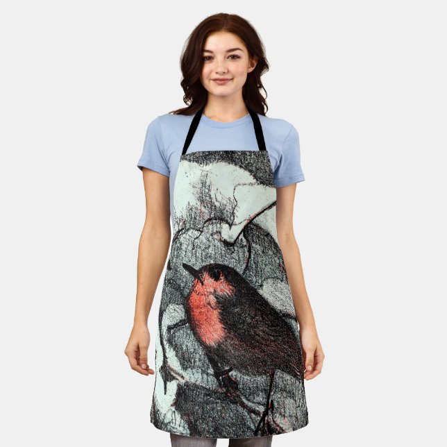 Delantal Pájaro Robin de estilo Art Nouveau holandés en inv (Gastado)