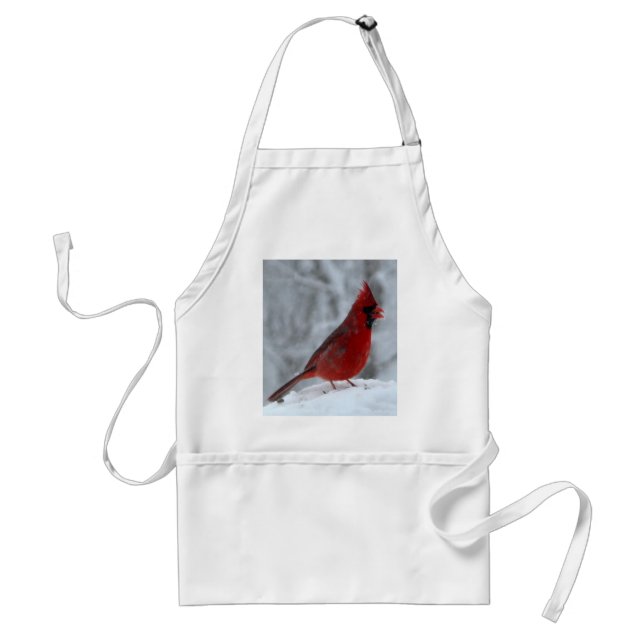 Delantal Pájaro rojo en la nieve (Frente)