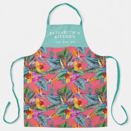 Delantal Pájaro Tropical De Paraíso Y Jardín De Primavera O