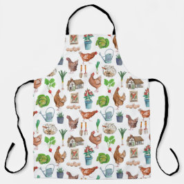 Delantal Pájaros pollo verde y blanco mercado doméstico