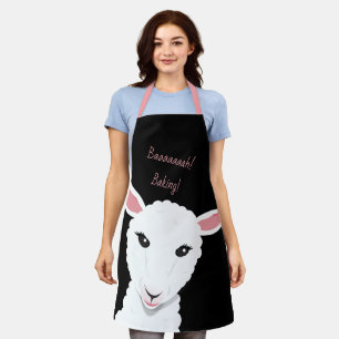 Delantal Palabra de animal rosa negro frente a oveja Person
