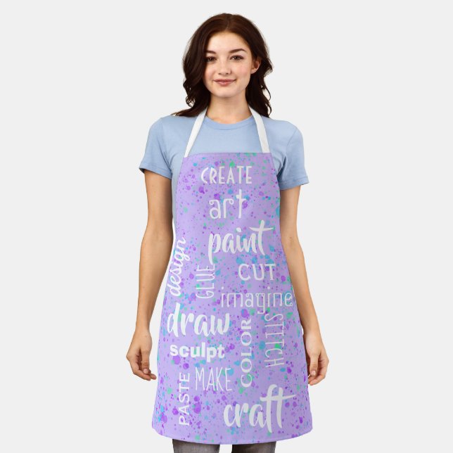 Delantal Palabras artísticas Pinta púrpura Apron (Gastado)