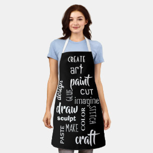 Delantal Palabras de arte Apron blanco y negro