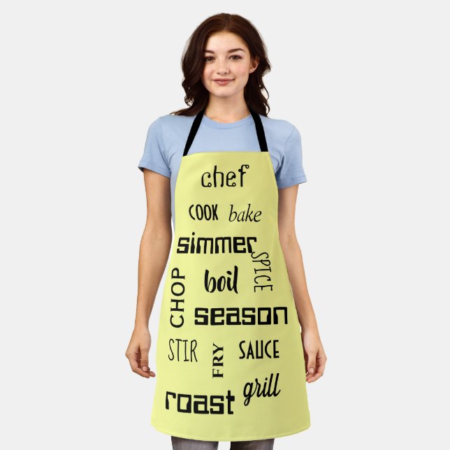 Delantal Palabras de cocina Apron amarillo (Gastado)