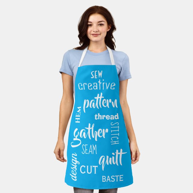 Delantal Palabras de coser azul Apron (Gastado)