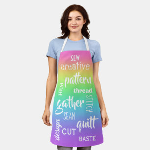 Delantal Palabras de coser Gradiente Arcoiris Apron