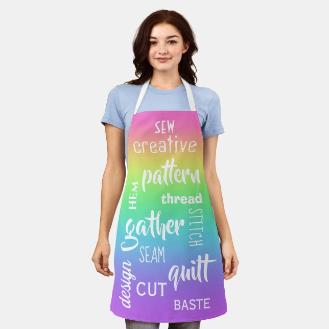 Delantal Palabras de coser Gradiente Arcoiris Apron (Gastado)