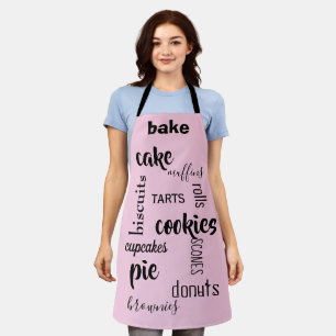 Delantal Palabras de productos al horno Cocina rosa Apron