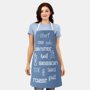 Delantal Palabras del chef Cocinando Apron Azul