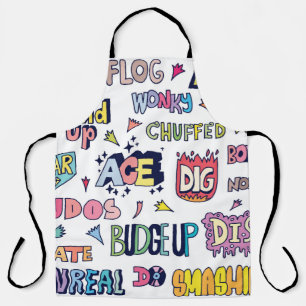Delantal Palabras del doodle de la jerga popular en inglés