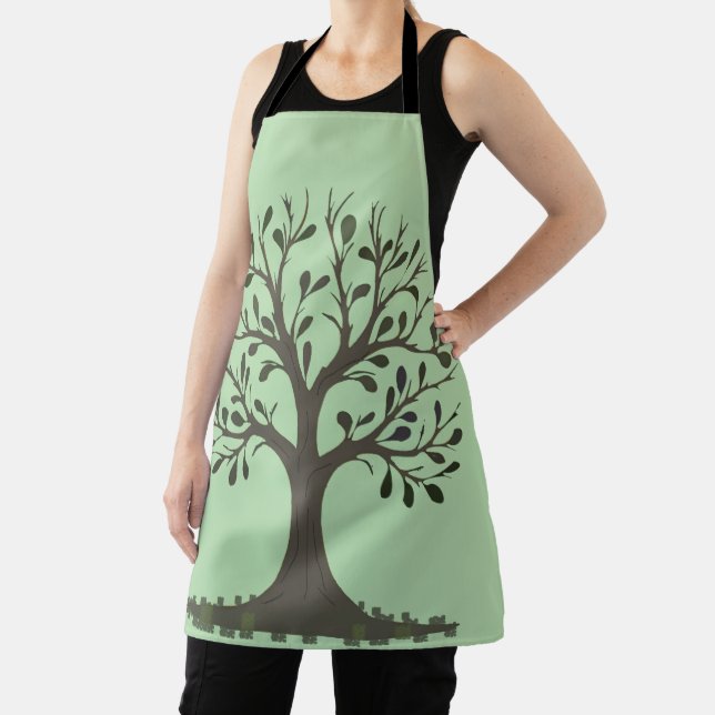 Delantal 🌳 Pale Green Tree of Life Apron - Kitchen  (in situ)