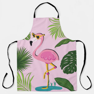 Delantal Palm Flamingo deja diseño tropical