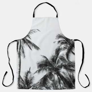 Delantal Palm Tree Leaf Black White