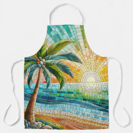 Delantal Palm Tree Mosaic Tropical Beach Sunset