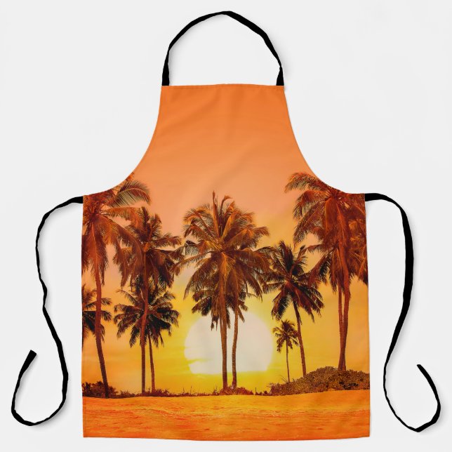 Delantal Palm trees at sunset background. Sri Lanka. (Anverso)