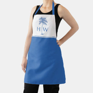 Delantal Palma Azul de Palmetto Monograma
