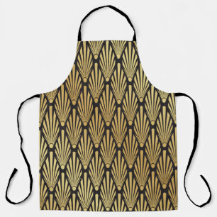 Delantal Palmas Art Deco: Oro Negro.