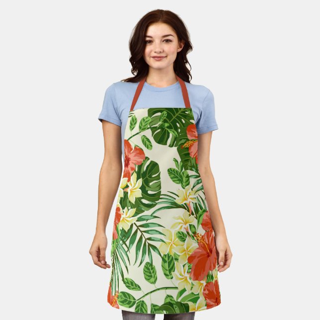 Delantal Palmas tropicales e impresión floral de moda (Gastado)