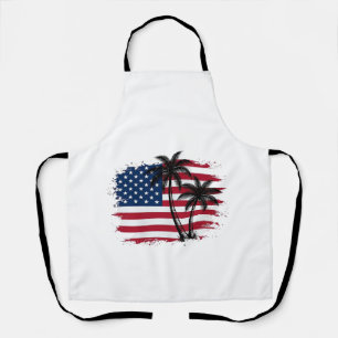 Delantal Palmera Bandera Americana Patriótica Arte Vectoria