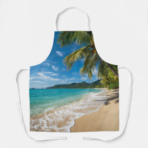 Delantal Palmeras Playa Tropical Océano
