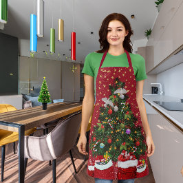 Delantal Palomas de tortuga en el fondo de los Navidades Ap