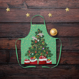 Delantal Palomas de tortuga en el fondo de los Navidades ve