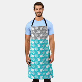 DELANTAL PALOMAS HANUKKAH GRIS AZUL BLANCO