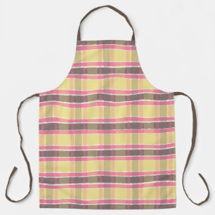 Delantal Palomitas de maíz Amarillo Chicle Rosa Café Plaid