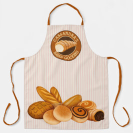 Delantal Pan de Goodies Pastry Baker Logo Rayas rosas