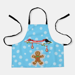 Delantal Pan de jengibre, copos de nieve y aves