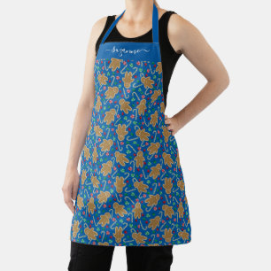Delantal Pan de jengibre dulce de menta en azul