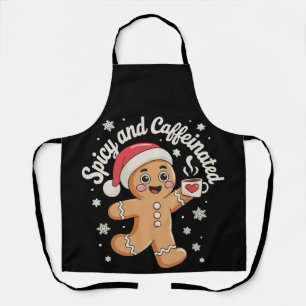 Delantal Pan de jengibre picante y cafeinado Santa Navidad