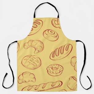 Delantal Panadería, croissant, patrón inmaculado de aliment