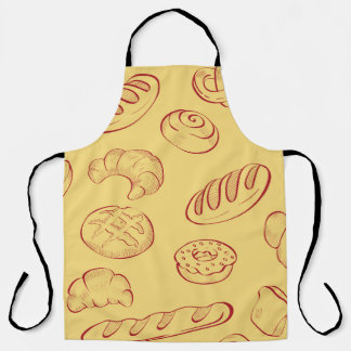 Delantal Panadería, croissant, patrón inmaculado de aliment