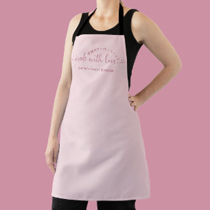 Delantal Panadería de escritura rosa minimalista hecha con