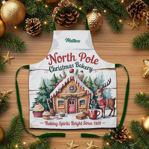 Delantal Panadería de Navidad del Polo Norte Agregar nombre