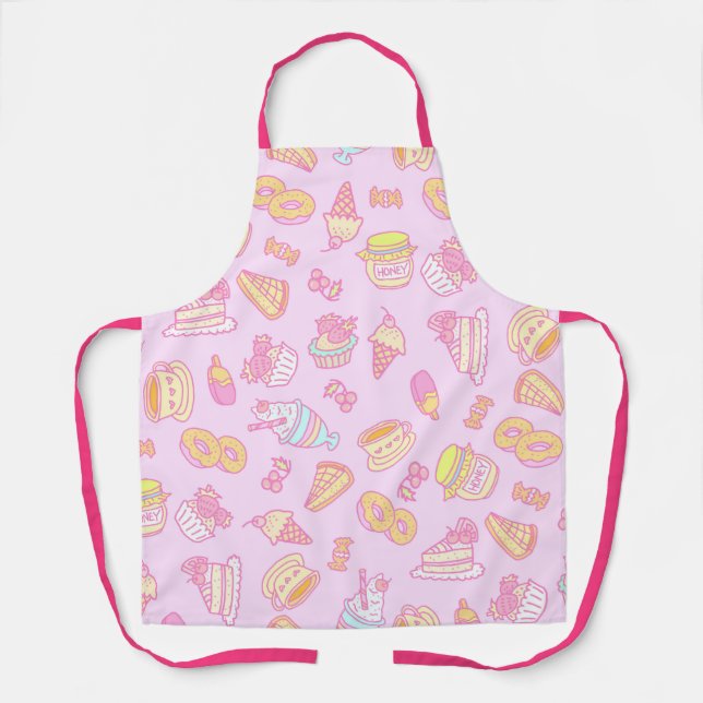 Delantal Panadería dulce y bebidas rosadas (Anverso)