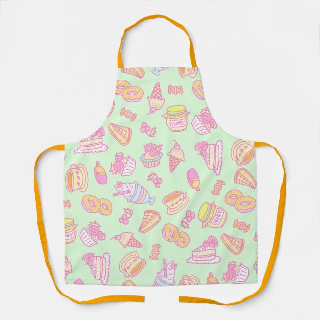 Delantal Panadería dulce y bebidas verdes (Anverso)